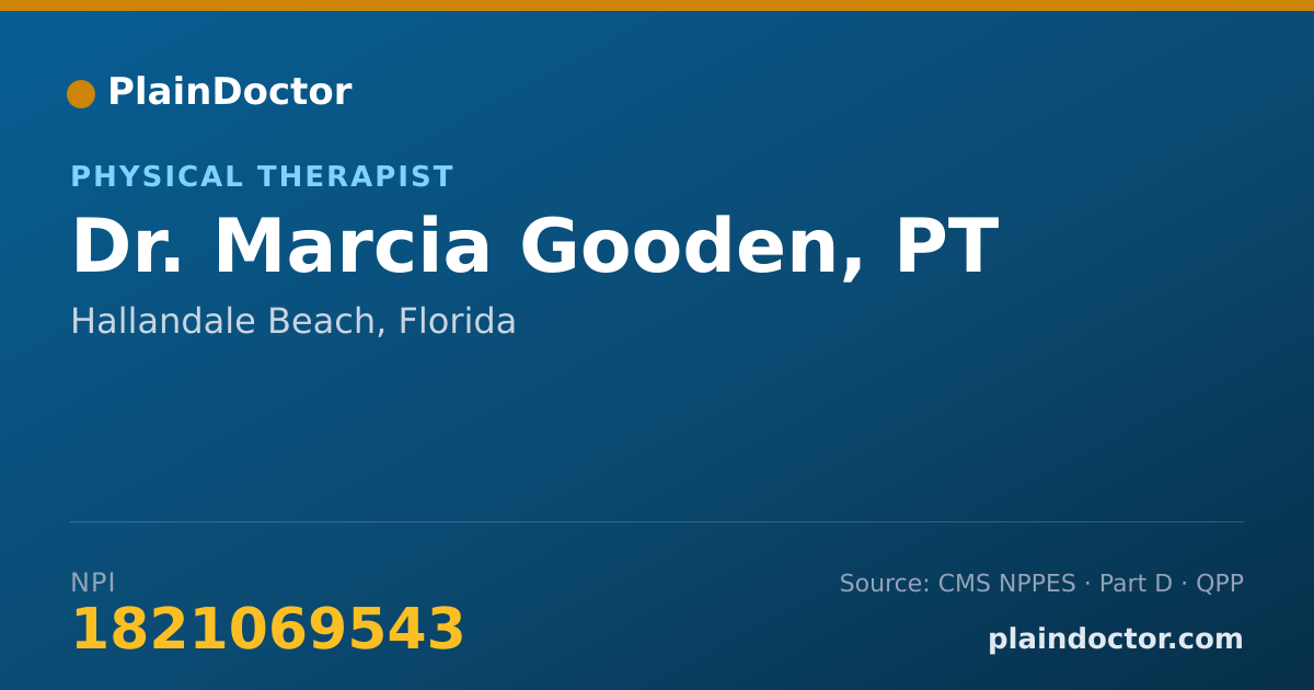Shareable card for Marcia Gooden, PT - Physical Therapist, Hallandale Beach, FL