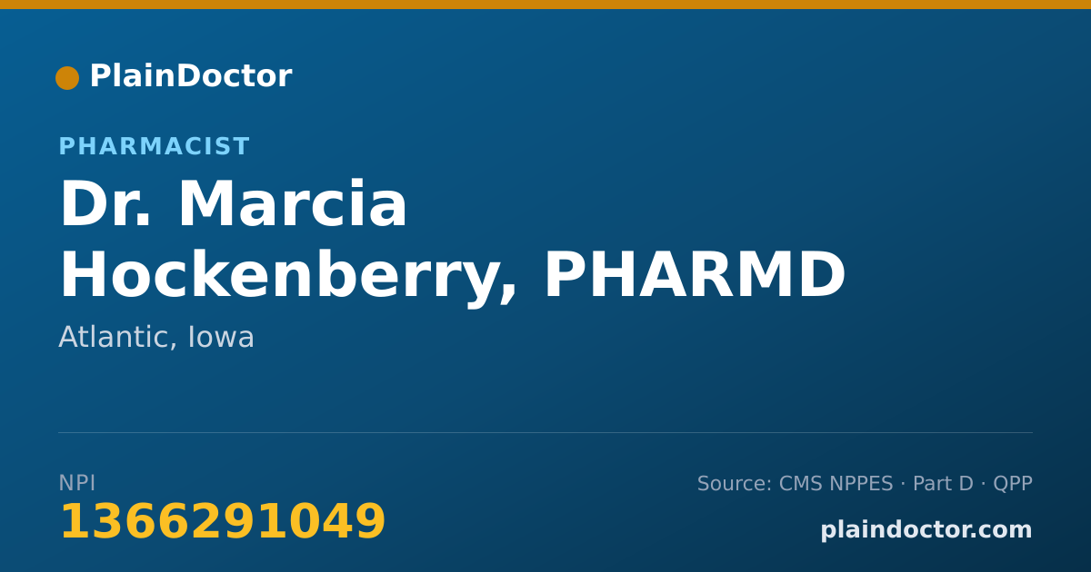 Shareable card for Marcia Hockenberry, PHARMD - Pharmacist, Atlantic, IA