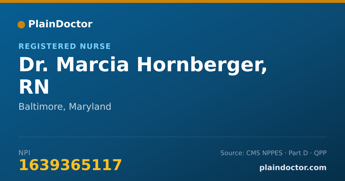 Shareable card for Marcia Hornberger, RN - Registered Nurse, Baltimore, MD