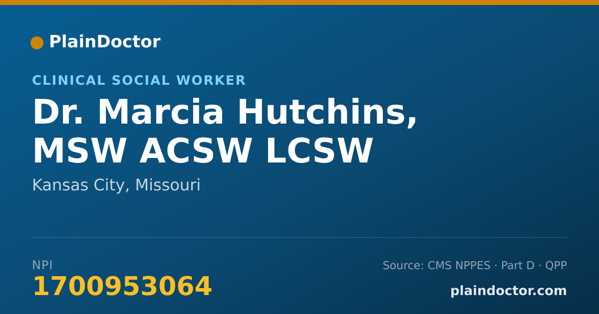 Shareable card for Marcia Hutchins, MSW ACSW LCSW - Clinical Social Worker, Kansas City, MO