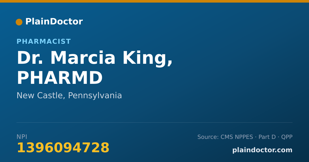 Shareable card for Marcia King, PHARMD - Pharmacist, New Castle, PA