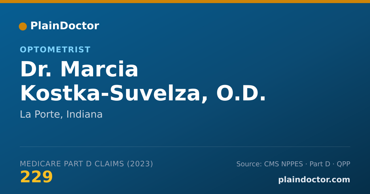 Shareable card for Marcia Kostka-Suvelza, O.D. - Optometrist, La Porte, IN