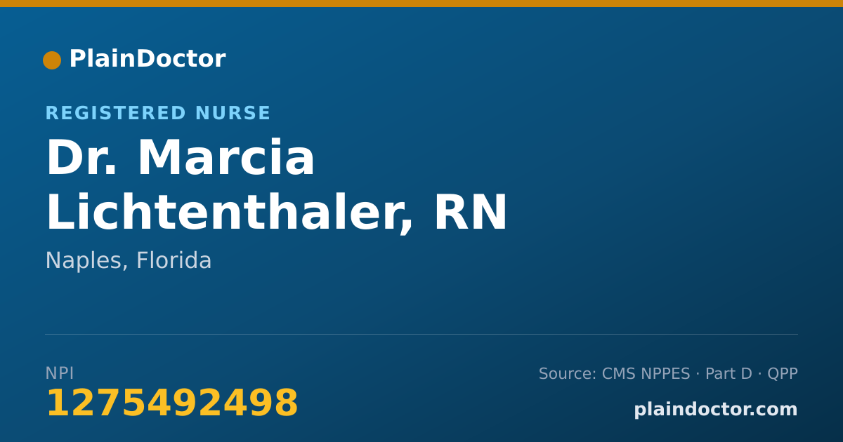 Shareable card for Marcia Lichtenthaler, RN - Registered Nurse, Naples, FL
