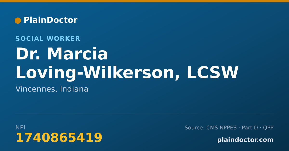Shareable card for Marcia Loving-Wilkerson, LCSW - Social Worker, Vincennes, IN