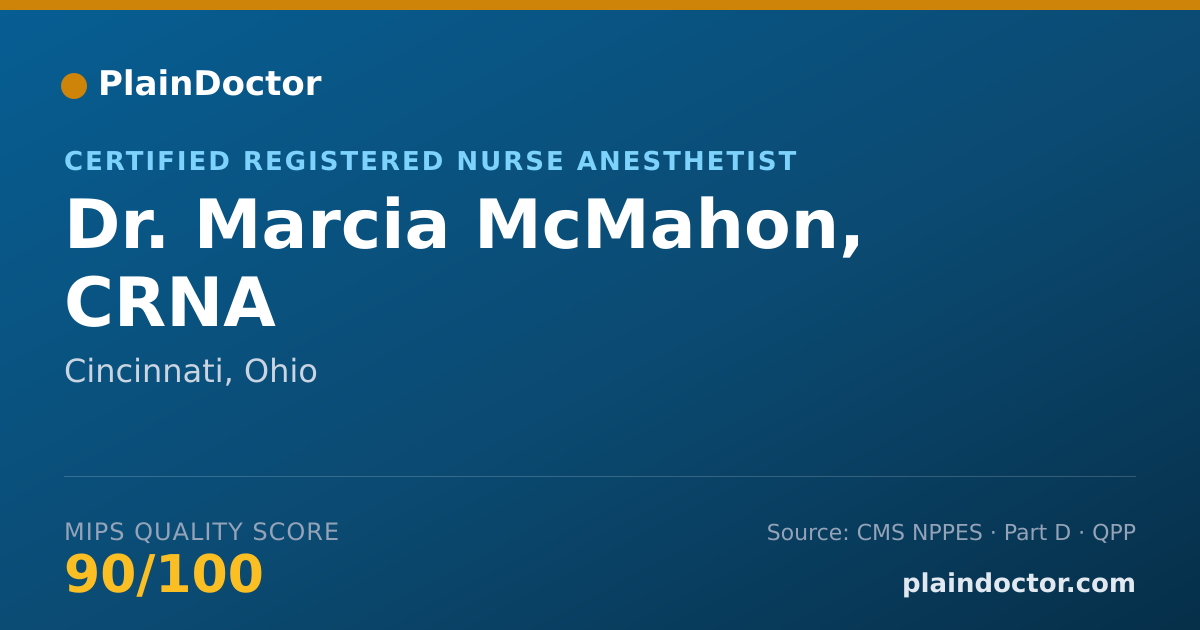 Shareable card for Marcia McMahon, CRNA - Certified Registered Nurse Anesthetist, Cincinnati, OH