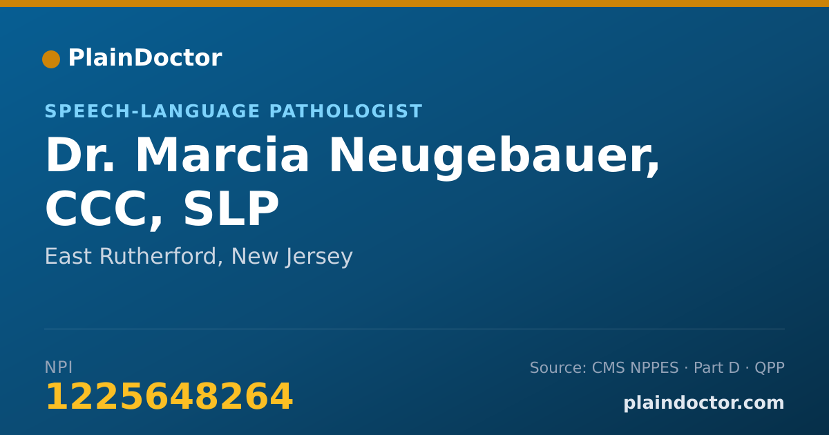 Shareable card for Marcia Neugebauer, CCC, SLP - Speech-Language Pathologist, East Rutherford, NJ