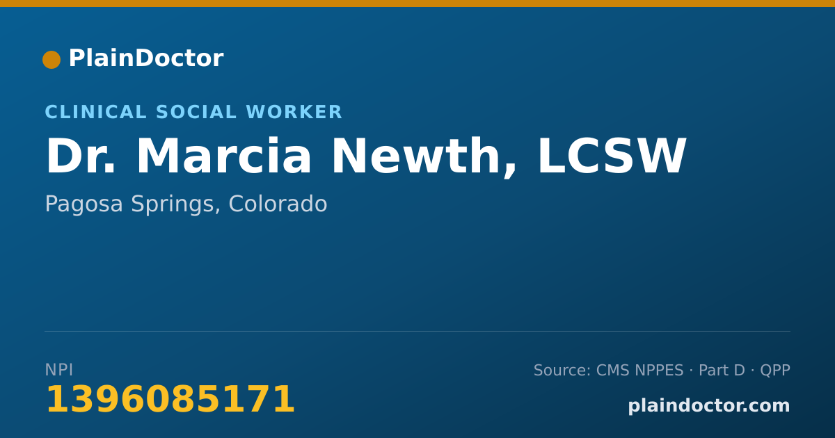 Shareable card for Marcia Newth, LCSW - Clinical Social Worker, Pagosa Springs, CO