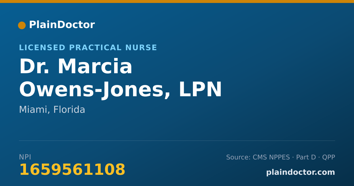 Shareable card for Marcia Owens-Jones, LPN - Licensed Practical Nurse, Miami, FL