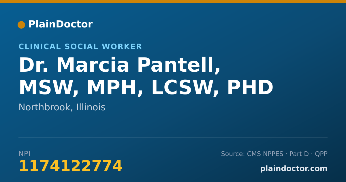 Shareable card for Marcia Pantell, MSW, MPH, LCSW, PHD - Clinical Social Worker, Northbrook, IL