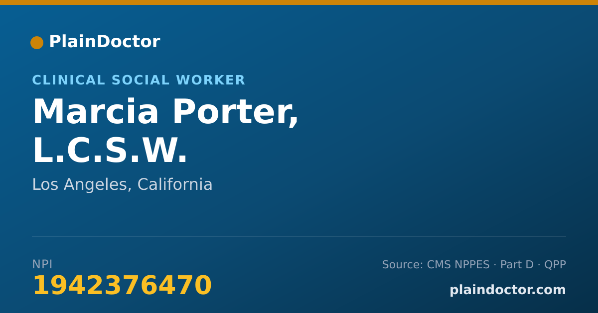 Shareable card for Marcia Porter, L.C.S.W. - Clinical Social Worker, Los Angeles, CA