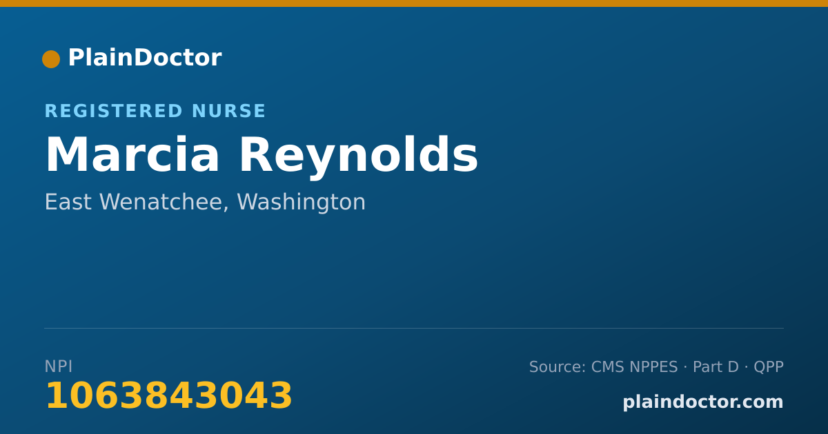 Shareable card for Marcia Reynolds - Registered Nurse, East Wenatchee, WA