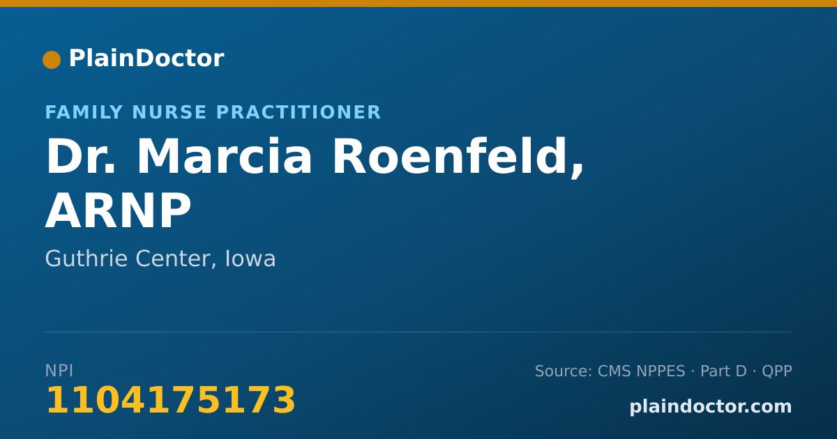 Shareable card for Marcia Roenfeld, ARNP - Family Nurse Practitioner, Guthrie Center, IA