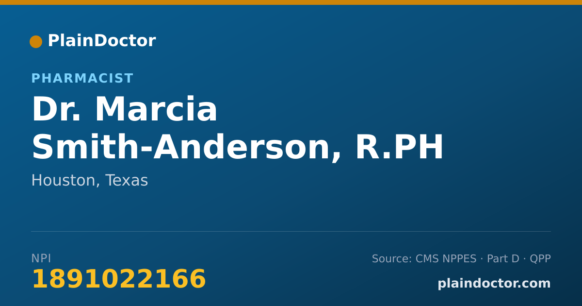 Shareable card for Marcia Smith-Anderson, R.PH - Pharmacist, Houston, TX