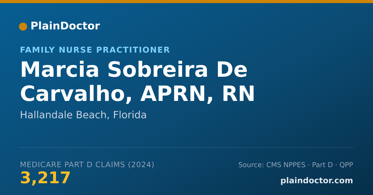 Shareable card for Marcia Sobreira De Carvalho, APRN, RN - Family Nurse Practitioner, Fort Lauderdale, FL