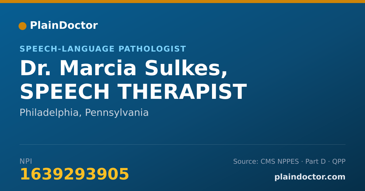 Shareable card for Marcia Sulkes, SPEECH THERAPIST - Speech-Language Pathologist, Philadelphia, PA