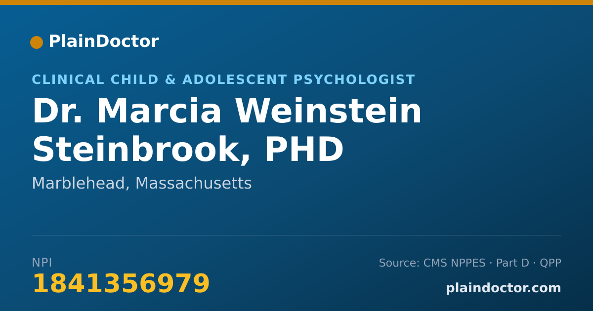 Shareable card for Marcia Weinstein Steinbrook, PHD - Clinical Child & Adolescent Psychologist, Marblehead, MA