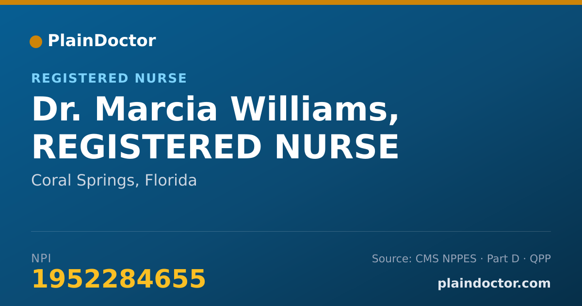 Shareable card for Marcia Williams, REGISTERED NURSE - Registered Nurse, Coral Springs, FL