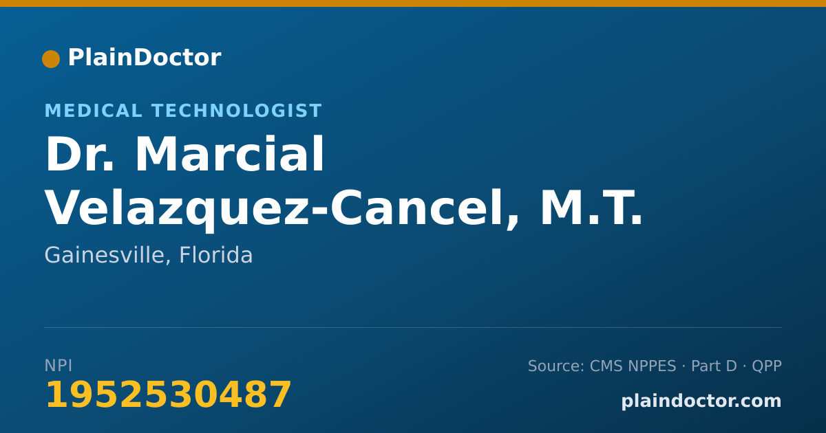 Shareable card for Marcial Velazquez-Cancel, M.T. - Medical Technologist, Gainesville, FL