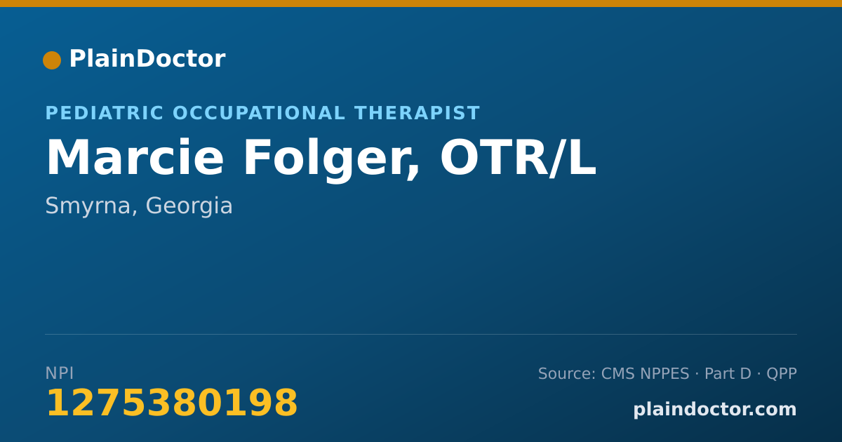 Shareable card for Marcie Folger, OTR/L - Pediatric Occupational Therapist, Smyrna, GA
