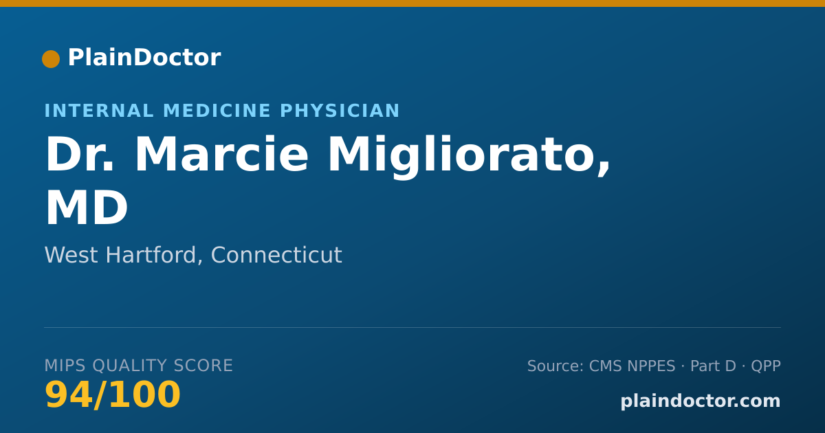 Shareable card for Marcie Migliorato, MD - Internal Medicine Physician, West Hartford, CT