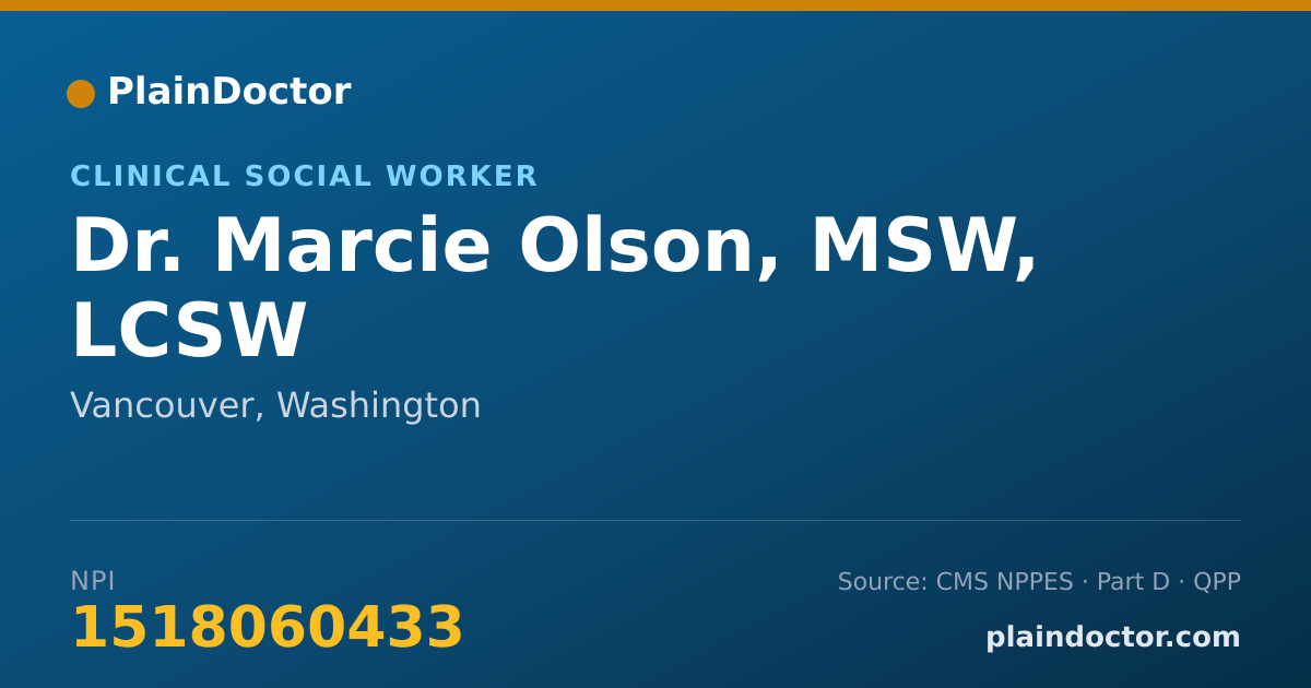 Shareable card for Marcie Olson, MSW, LCSW - Clinical Social Worker, Vancouver, WA