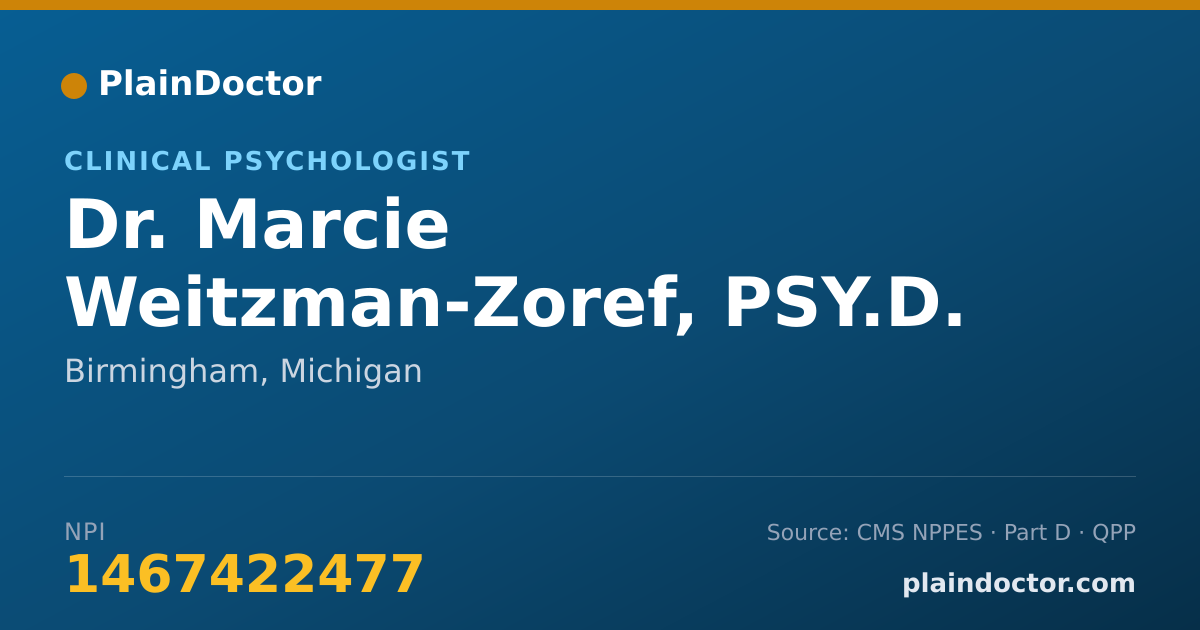 Shareable card for Marcie Weitzman-Zoref, PSY.D. - Clinical Psychologist, Birmingham, MI