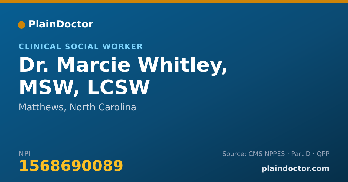 Shareable card for Marcie Whitley, MSW, LCSW - Clinical Social Worker, Matthews, NC