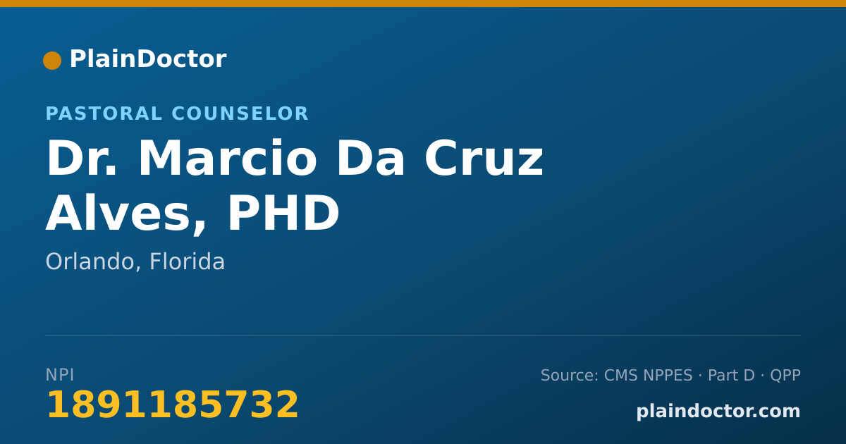 Shareable card for Marcio Da Cruz Alves, PHD - Pastoral Counselor, Orlando, FL