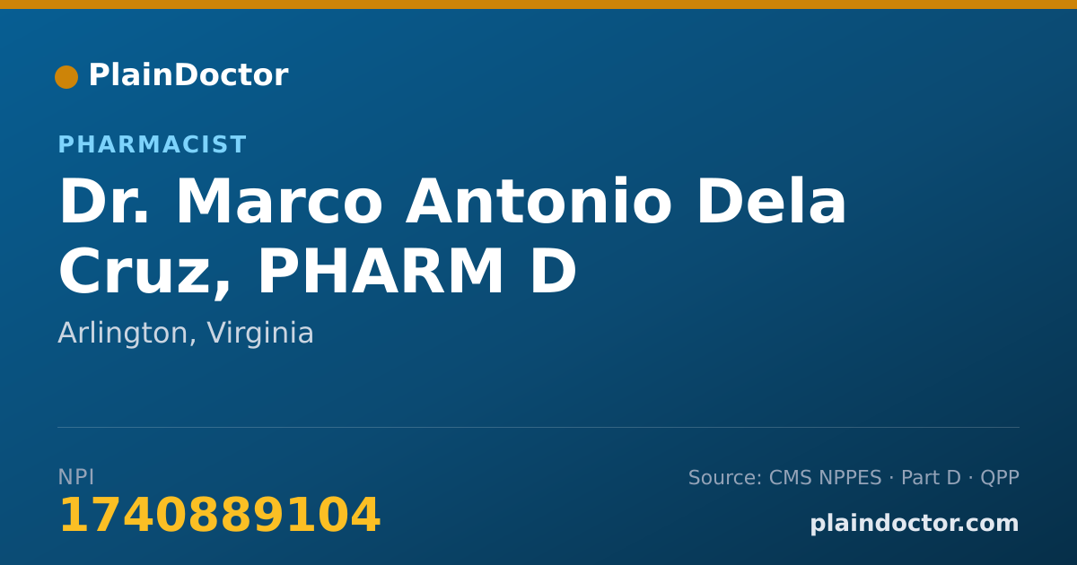 Shareable card for Marco Antonio Dela Cruz, PHARM D - Pharmacist, Arlington, VA