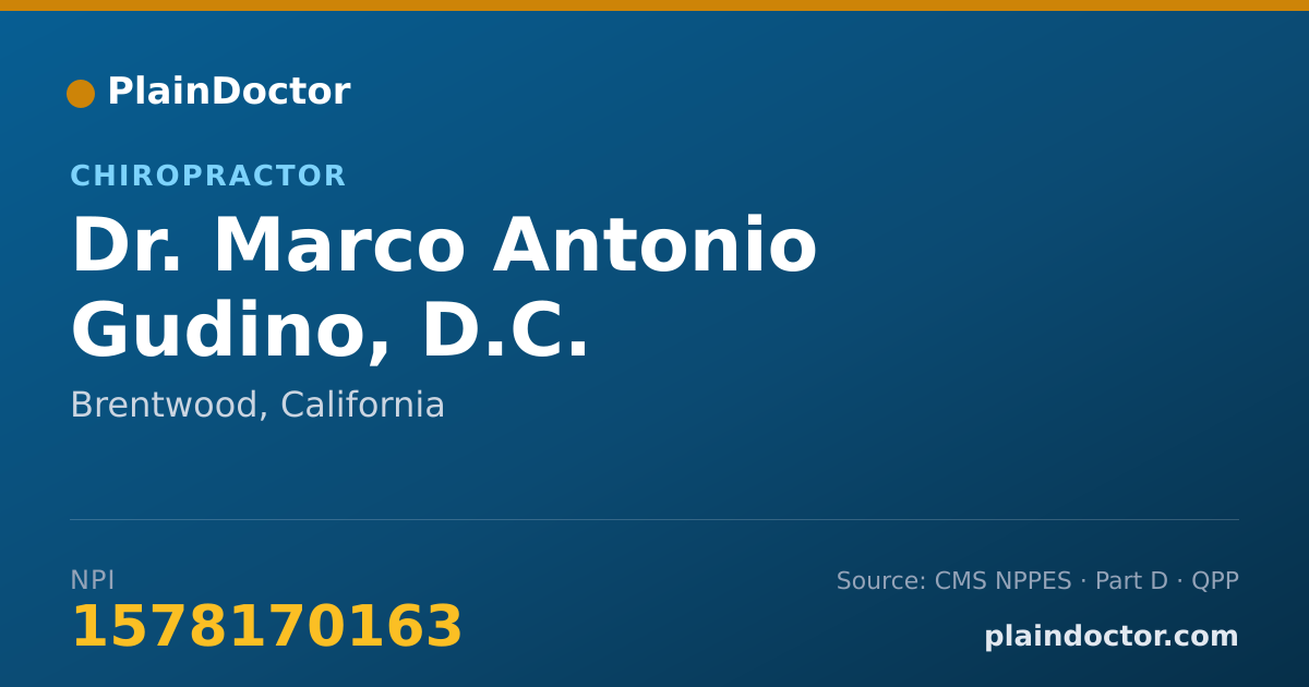 Shareable card for Marco Antonio Gudino, D.C. - Chiropractor, Brentwood, CA