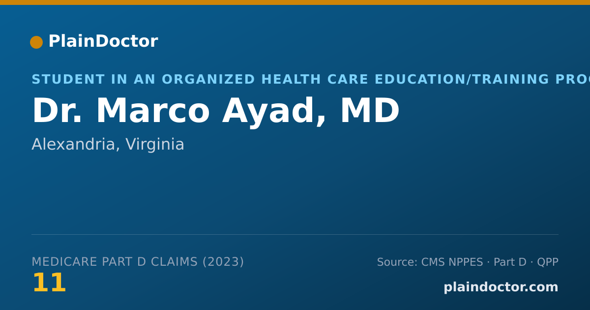 Shareable card for Marco Ayad, MD - Student in an Organized Health Care Education/Training Program, Alexandria, VA