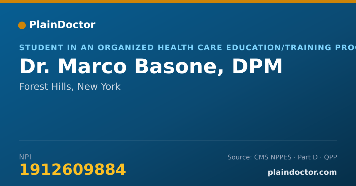 Shareable card for Marco Basone, DPM - Student in an Organized Health Care Education/Training Program, Forest Hills, NY