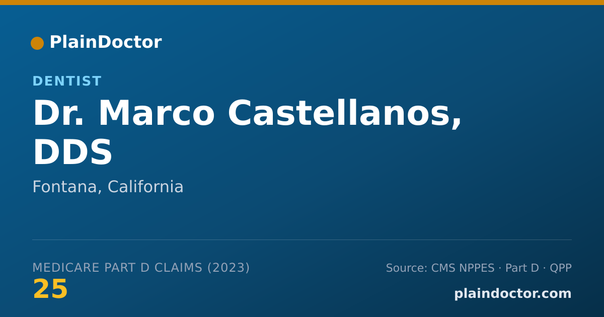 Shareable card for Marco Castellanos, DDS - Dentist, Fontana, CA