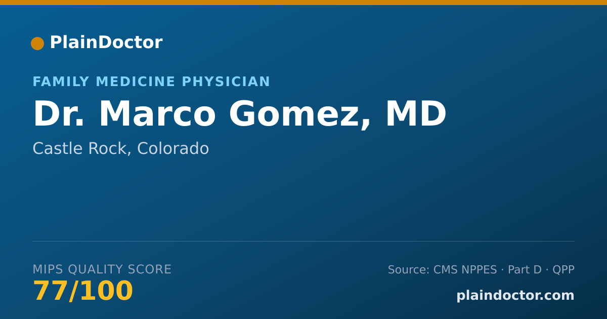 Shareable card for Marco Gomez, MD - Family Medicine Physician, Castle Rock, CO