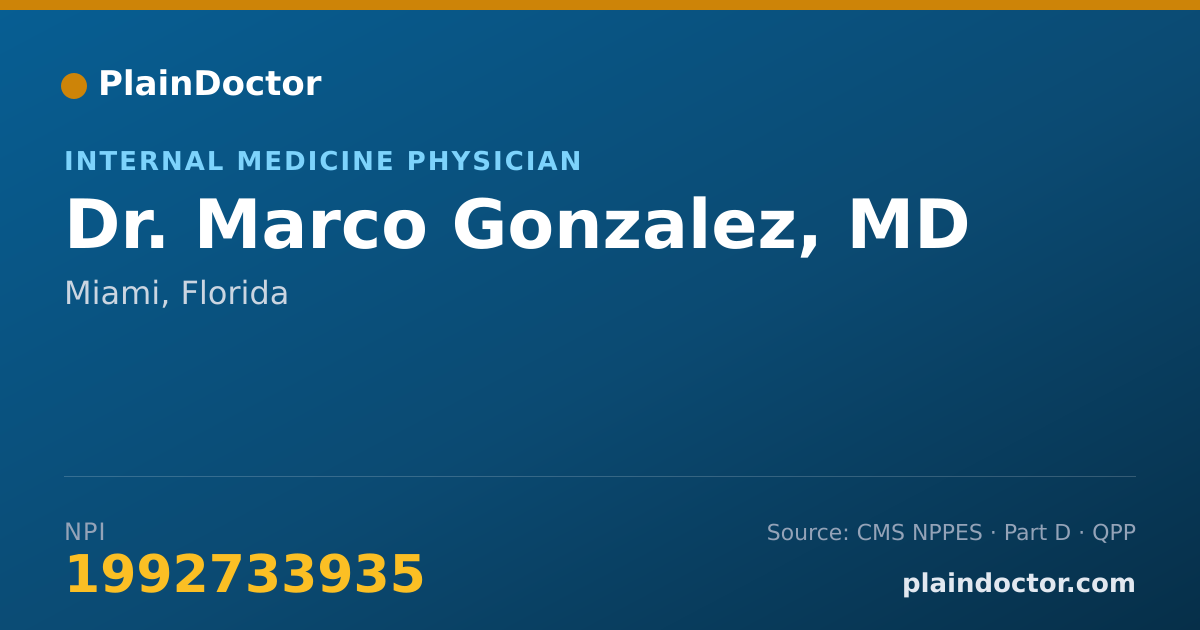Shareable card for Marco Gonzalez, MD - Internal Medicine Physician, Miami, FL