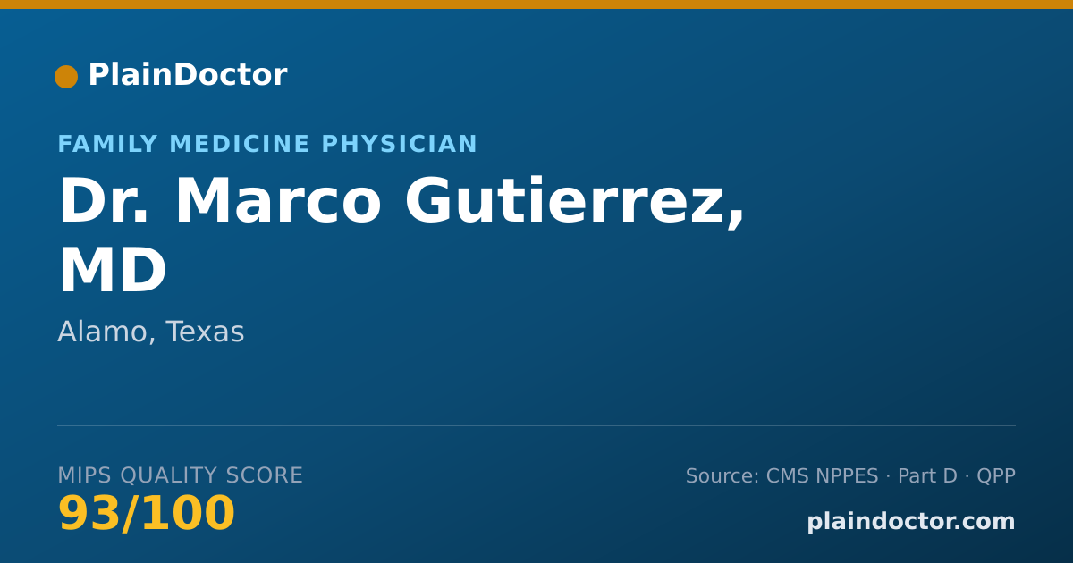Shareable card for Marco Gutierrez, MD - Family Medicine Physician, Alamo, TX