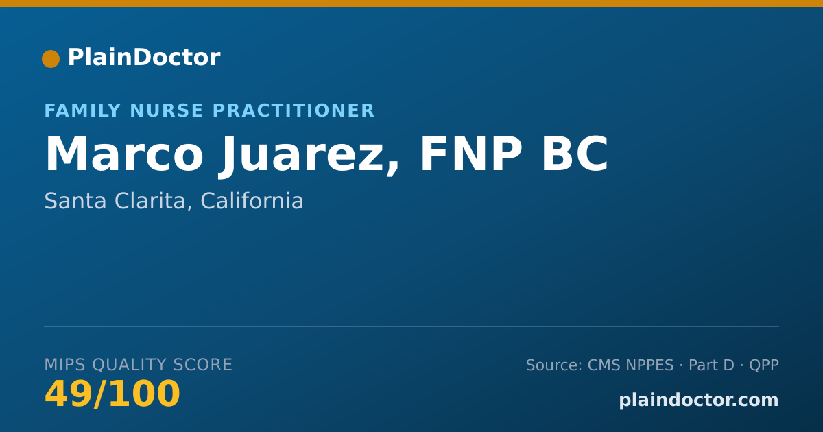 Shareable card for Marco Juarez, FNP BC - Family Nurse Practitioner, Santa Clarita, CA