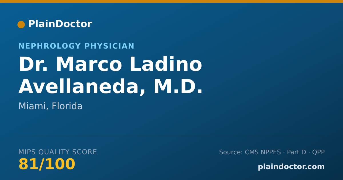 Shareable card for Marco Ladino Avellaneda, M.D. - Nephrology Physician, Miami, FL