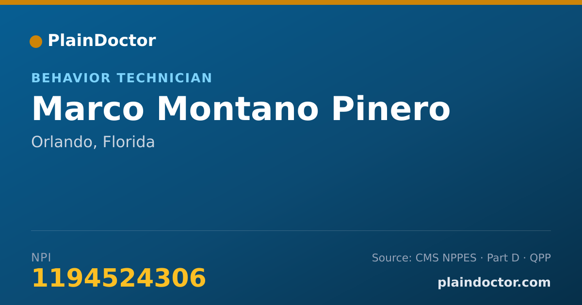 Shareable card for Marco Montano Pinero - Behavior Technician, Orlando, FL