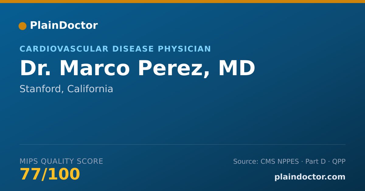 Shareable card for Marco Perez, MD - Cardiovascular Disease Physician, Stanford, CA