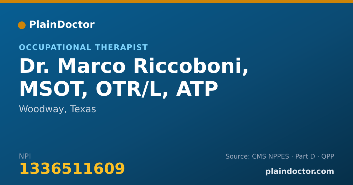 Shareable card for Marco Riccoboni, MSOT, OTR/L,  ATP - Occupational Therapist, Woodway, TX