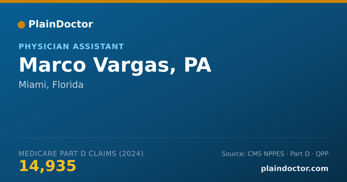 Shareable card for Marco Vargas, PA - Physician Assistant, Miami, FL