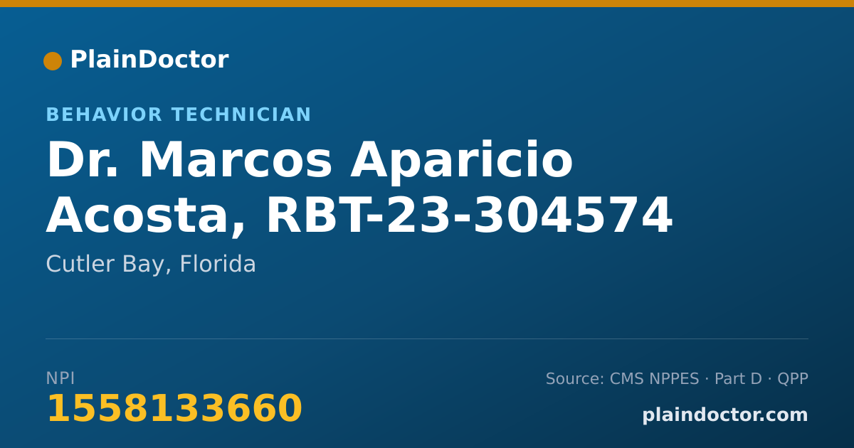 Shareable card for Marcos Aparicio Acosta, RBT-23-304574 - Behavior Technician, Cutler Bay, FL