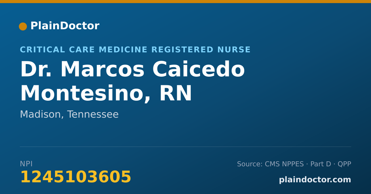 Shareable card for Marcos Caicedo Montesino, RN - Critical Care Medicine Registered Nurse, Madison, TN
