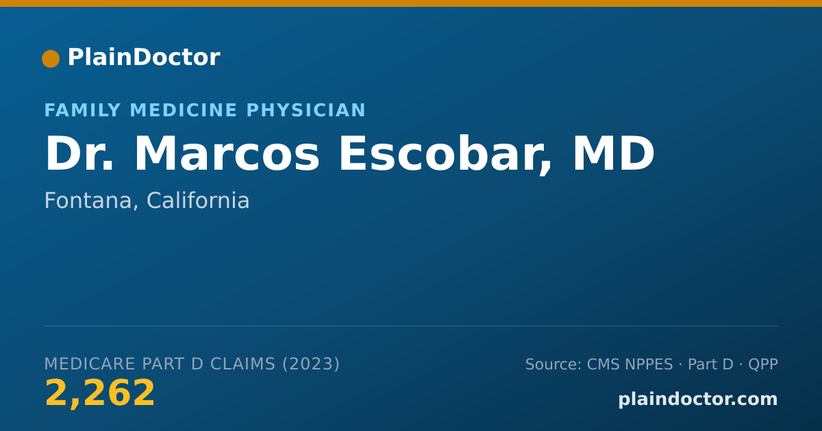 Shareable card for Marcos Escobar, MD - Family Medicine Physician, Fontana, CA