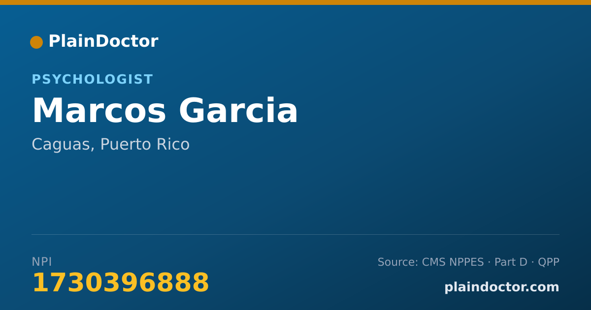 Shareable card for Marcos Garcia - Psychologist, Caguas, PR