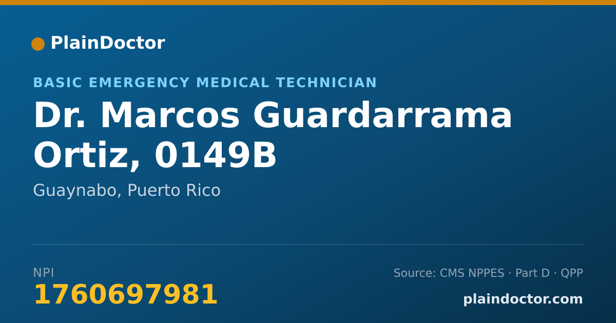 Shareable card for Marcos Guardarrama Ortiz, 0149B - Basic Emergency Medical Technician, Guaynabo, PR
