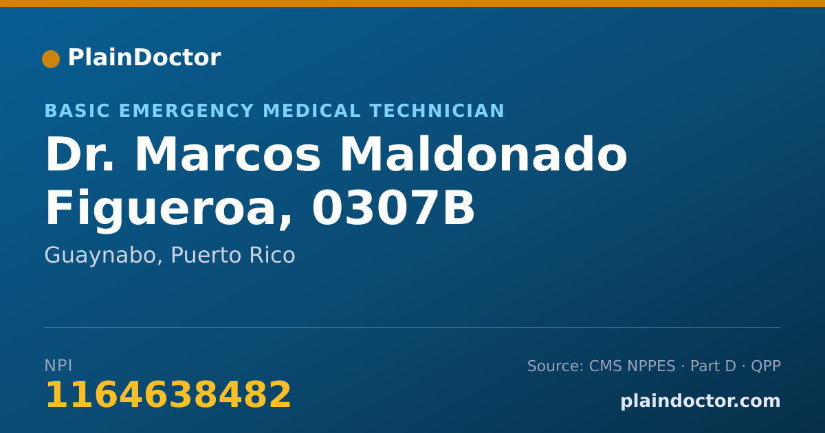 Shareable card for Marcos Maldonado Figueroa, 0307B - Basic Emergency Medical Technician, Guaynabo, PR