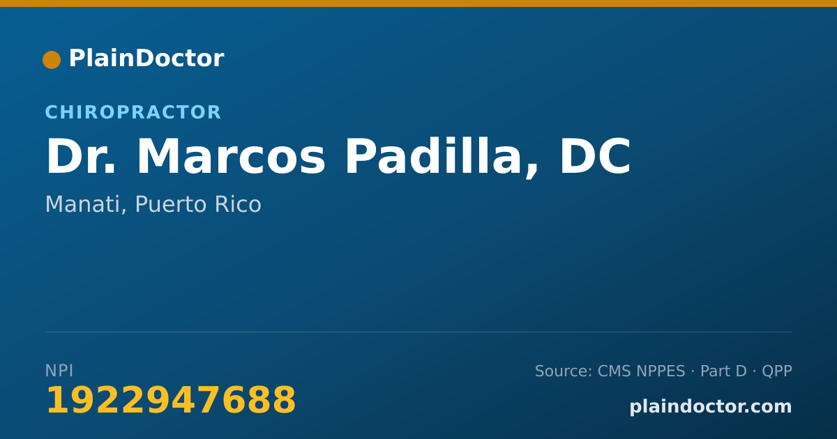 Shareable card for Marcos Padilla, DC - Chiropractor, Manati, PR