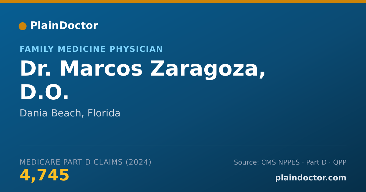 Shareable card for Marcos Zaragoza, D.O. - Family Medicine Physician, Dania Beach, FL